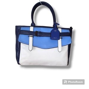 Reed Krakoff Boxer Navy Blue White Reed X Kohls Large Satchel Purse Pre-owned